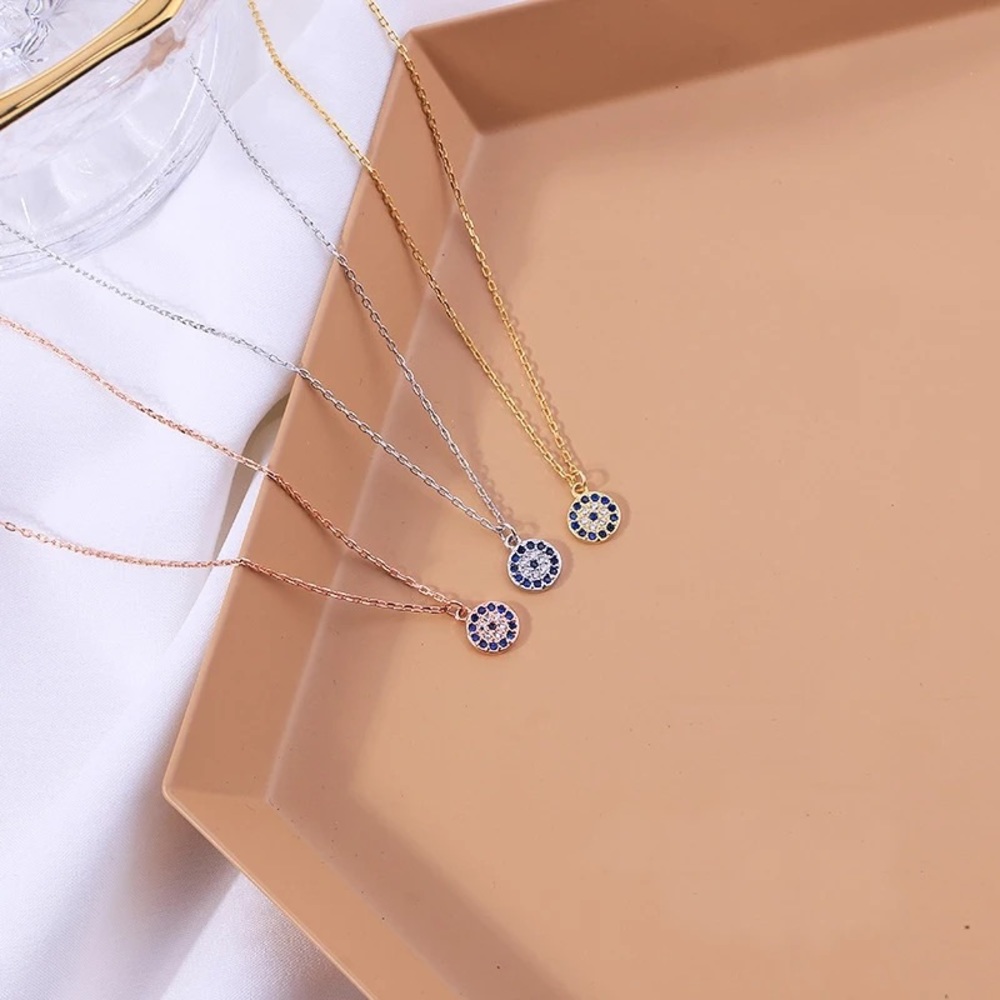 3/$30 ๐๐ค Dainty Evil Eye Rhinestone Necklace - Picture 1 of 4